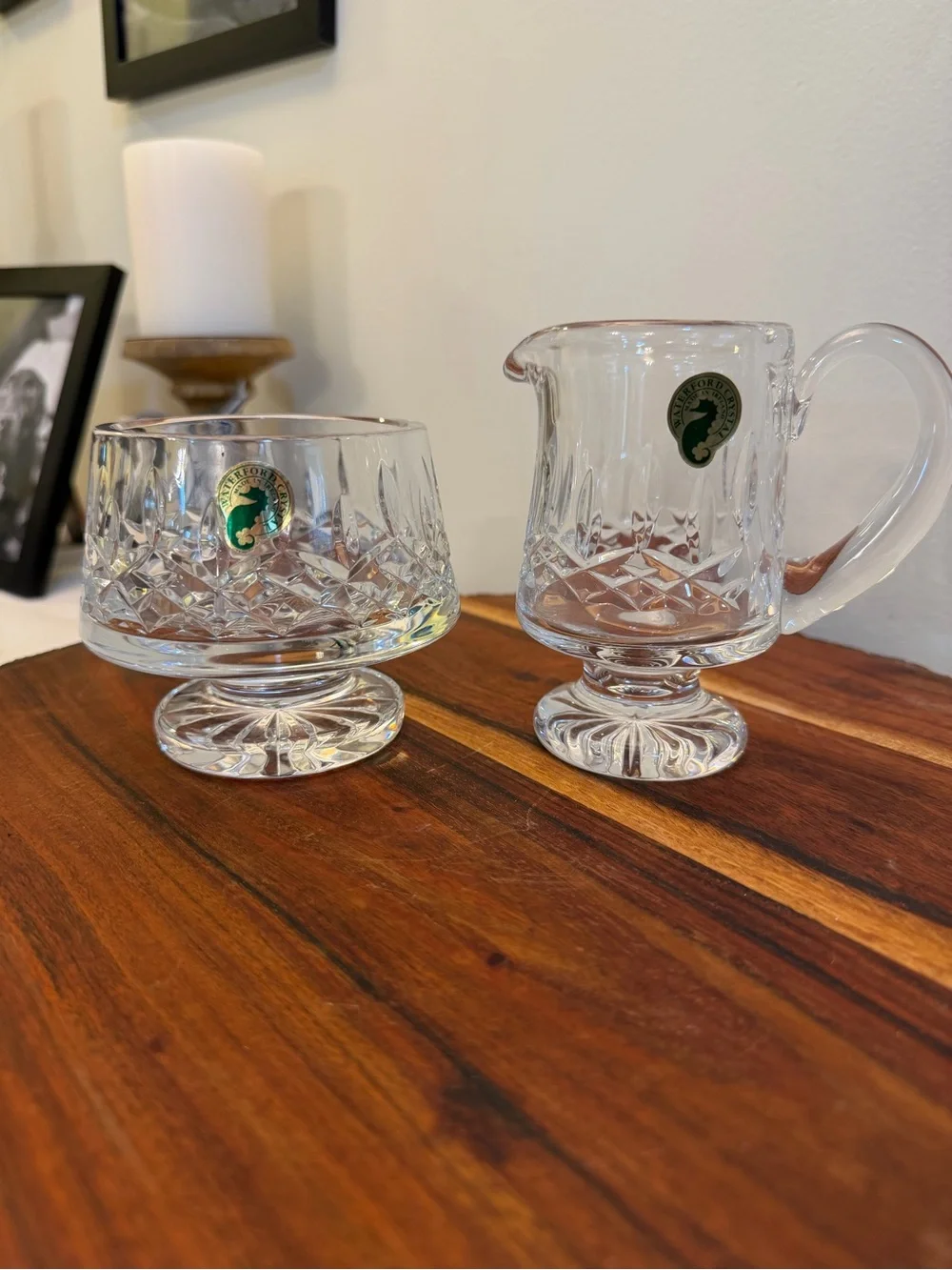 Waterford Crystal Seahorse Creamer & Sugar Bowl Set NIB Never Used